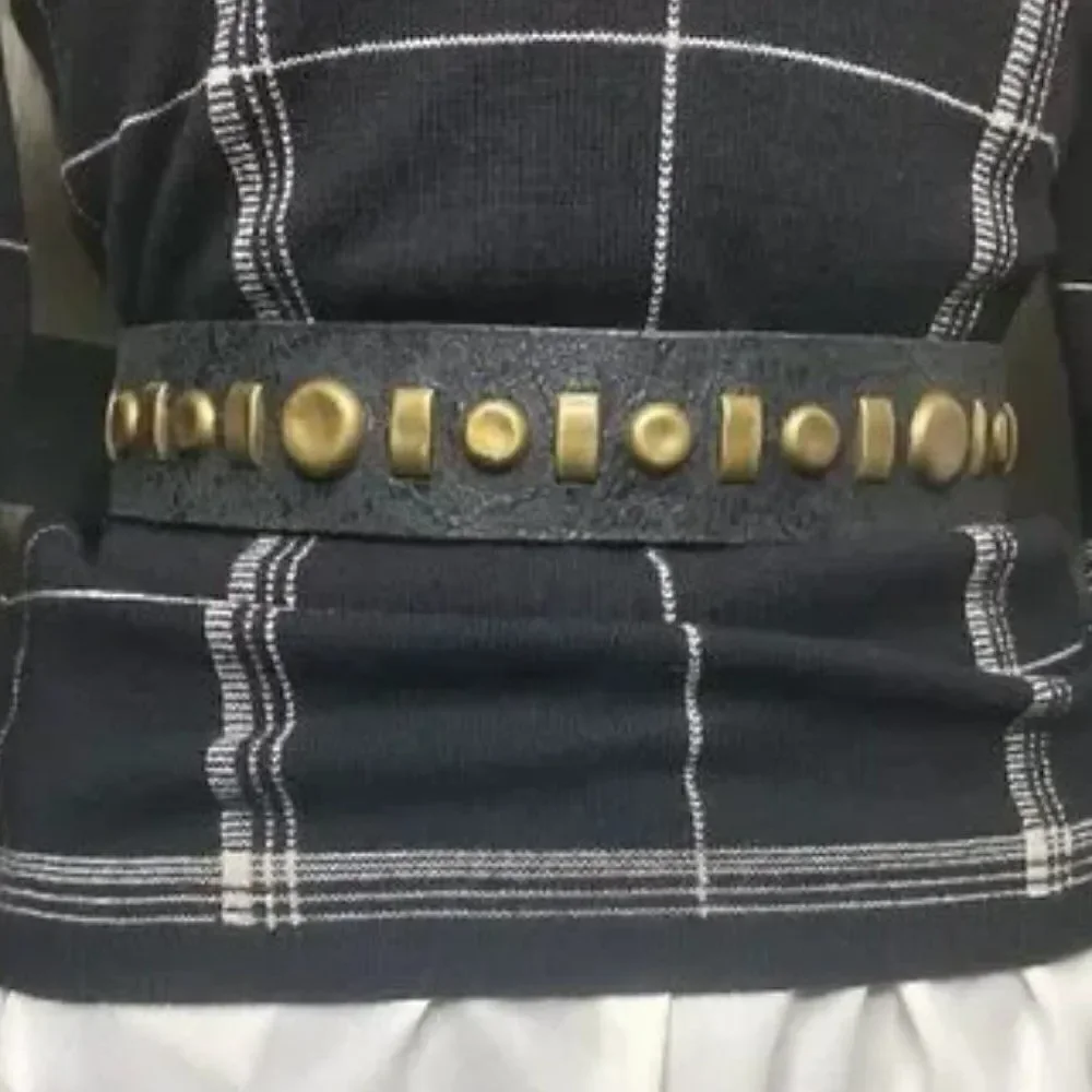 Ralph Lauren Collection Spring '17 Italian Black Studded Distressed Leather Belt